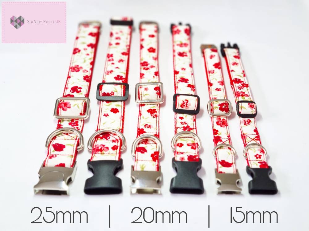 Red floral collar, lead and bow set