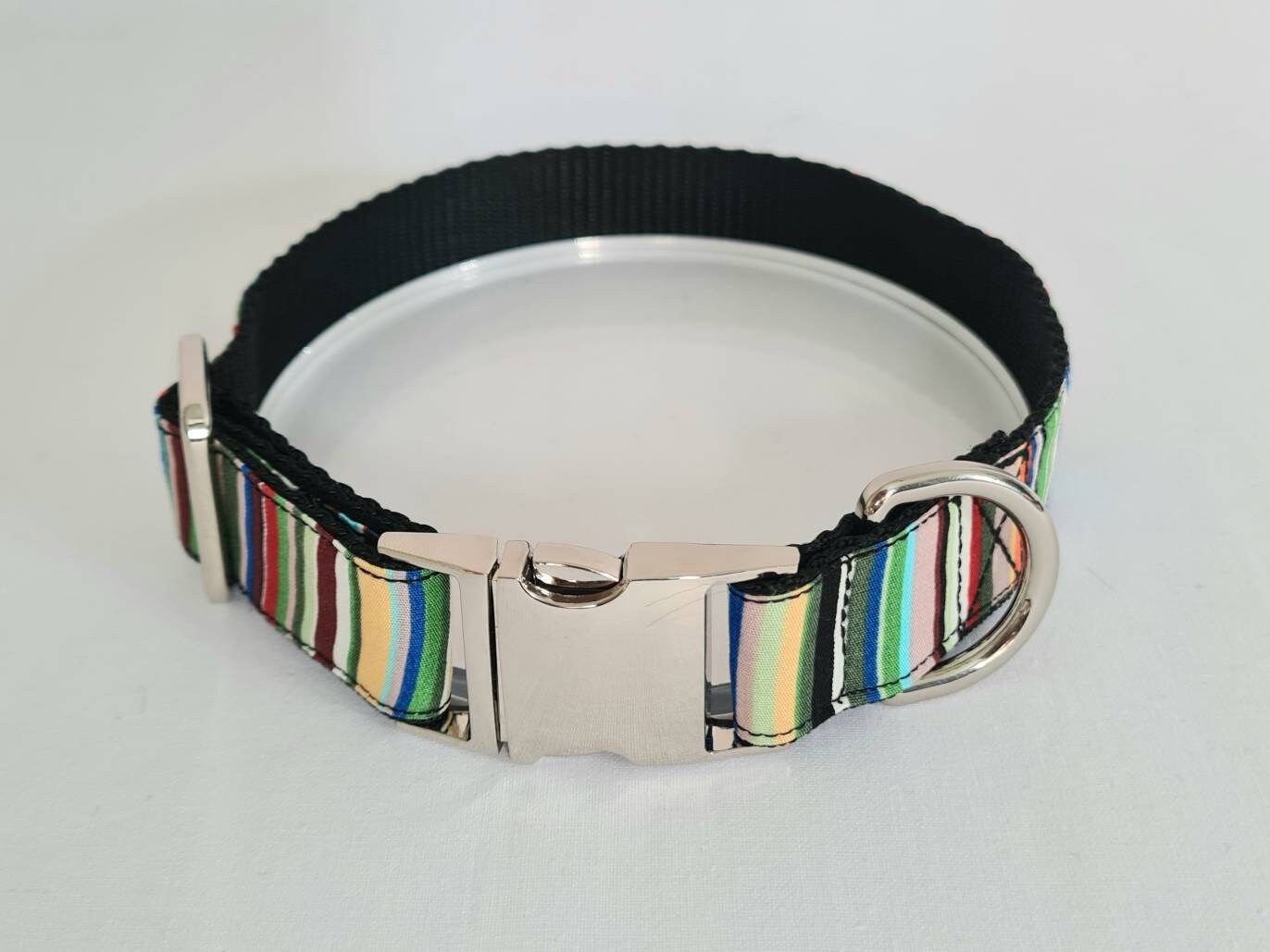 Green stripe dog collar