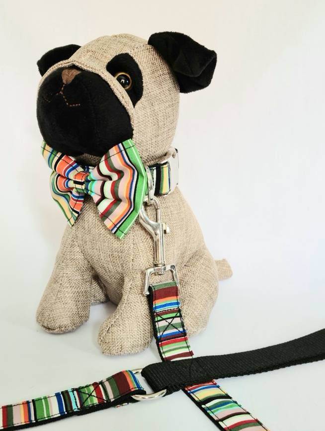 Green stripe bow tie