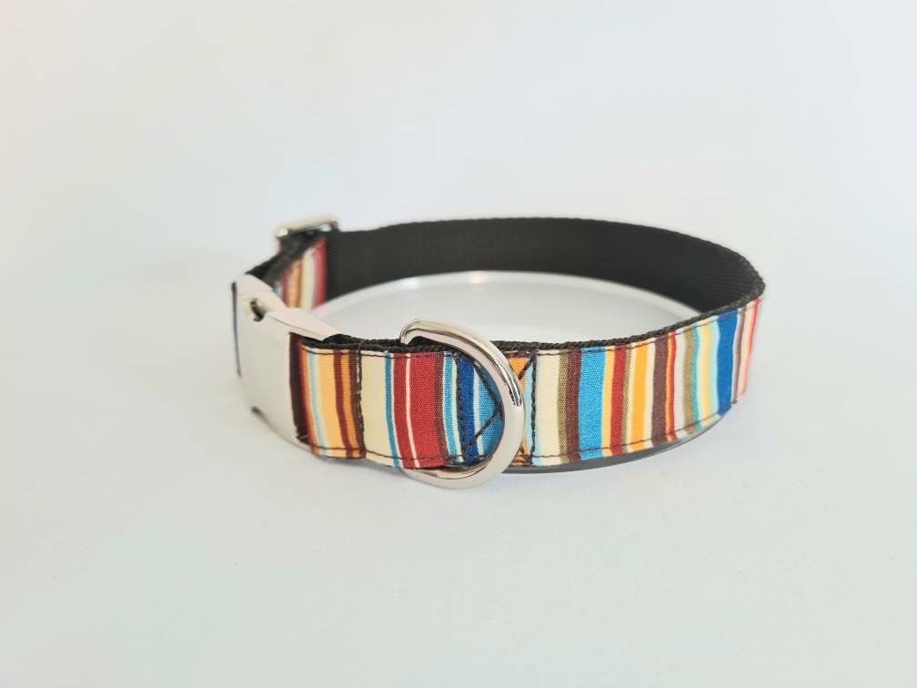 Blue stripe dog collar