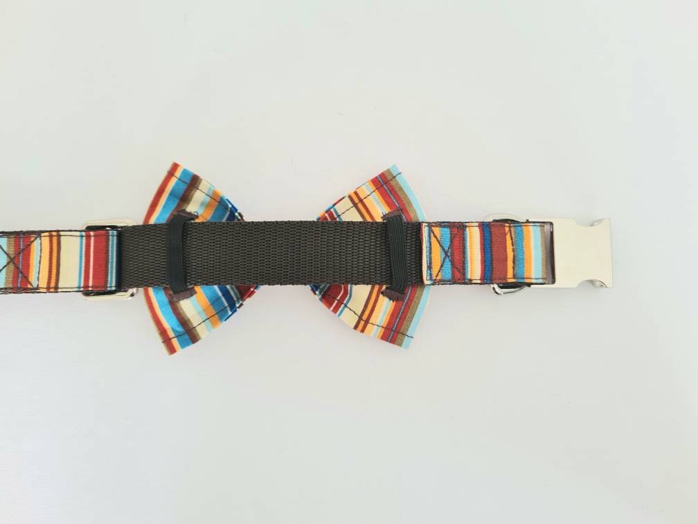 Blue stripe bow tie