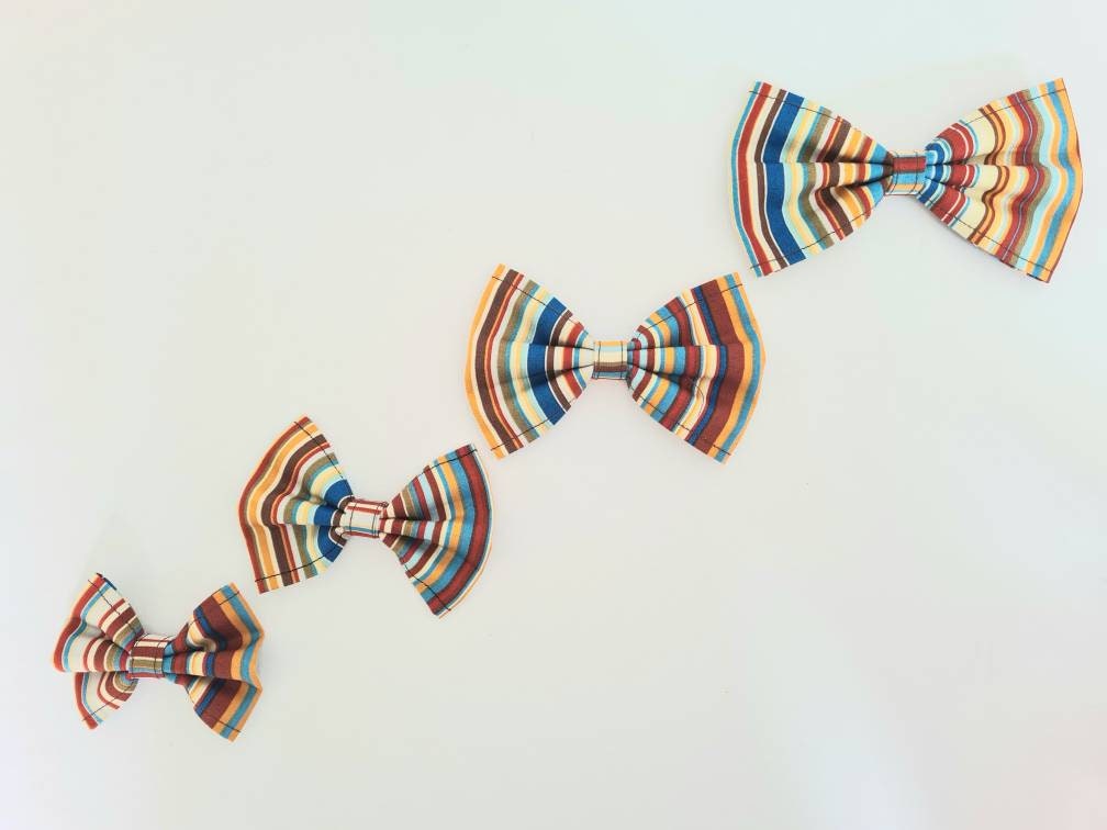 Blue stripe bow tie