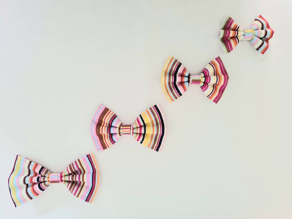 Pink stripe bow tie