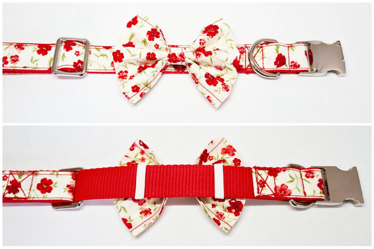 Red floral dog collar