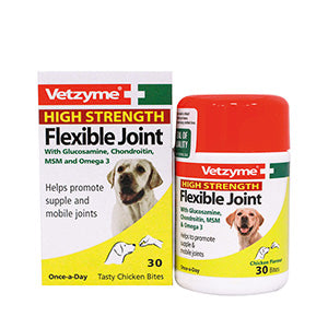 Vetzyme High Strength Flexible Joint Supplements for Dogs 30 Tablets