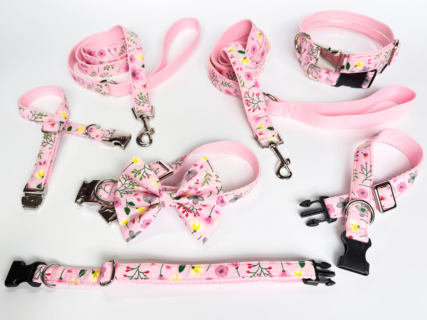 Pretty In Pink Collar, Lead & Bow Set