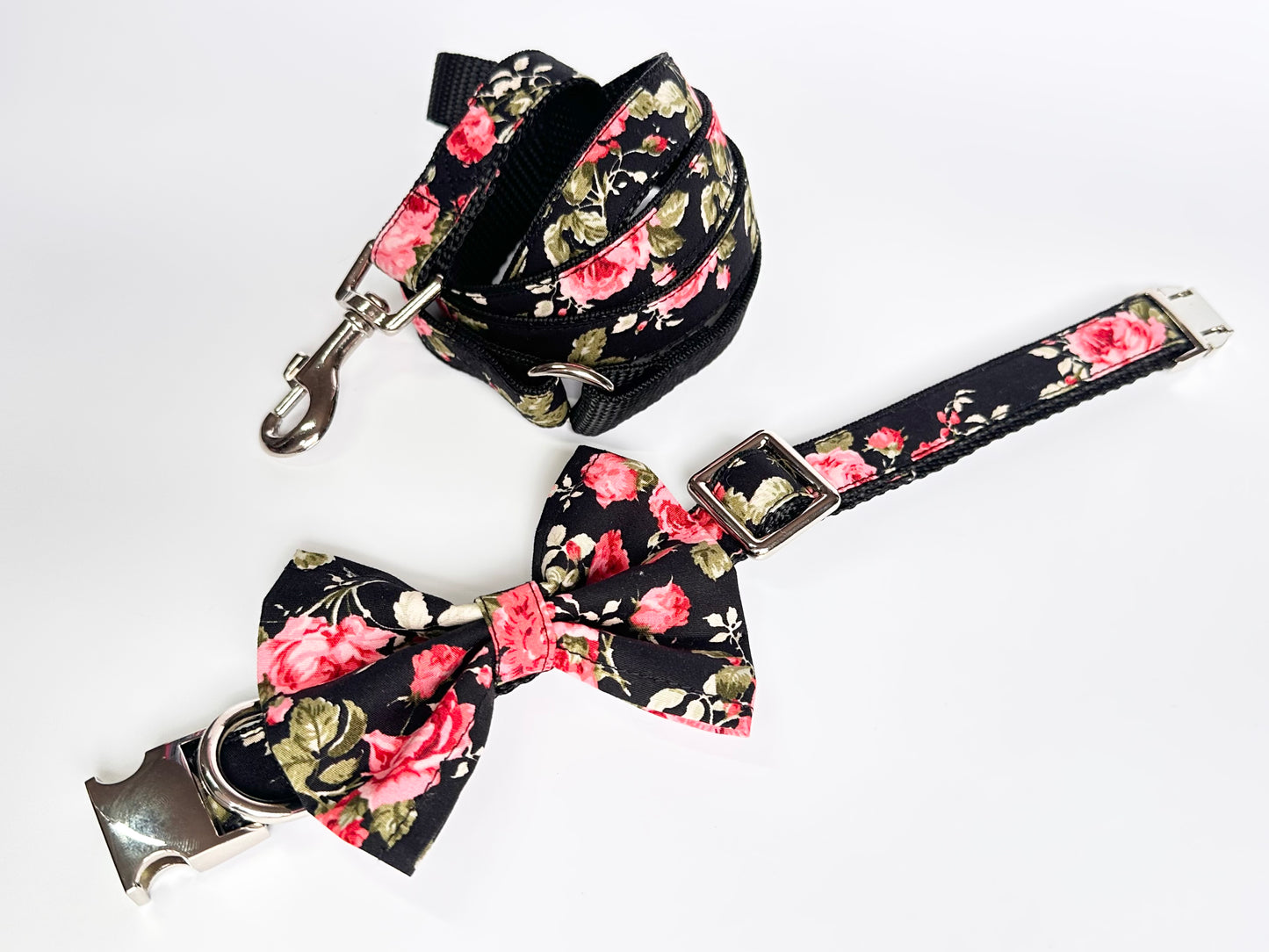 Rockabilly Rose Collar, Lead & Bow Set