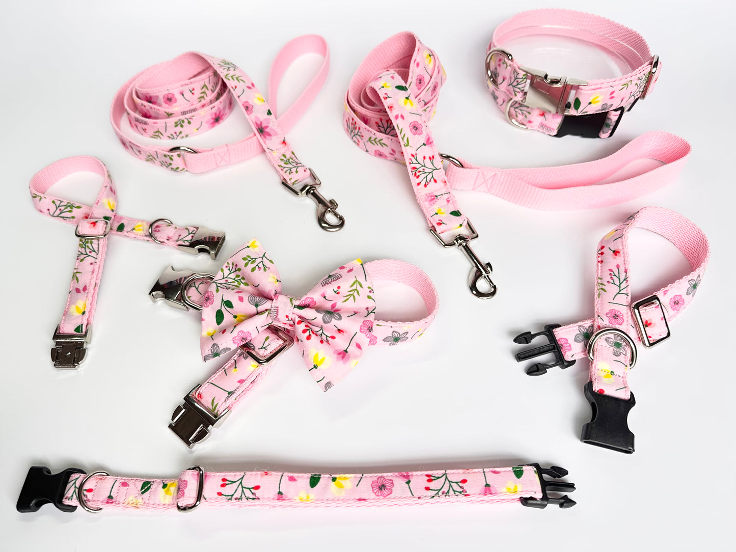 Pretty In Pink Collar, Lead & Bow Set