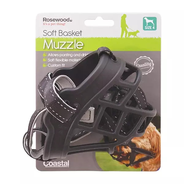 Rosewood Training Soft Basket Dog Muzzle Black