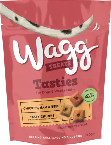 Wagg Tasties Tasty Chunks with chicken, ham & beef 125g