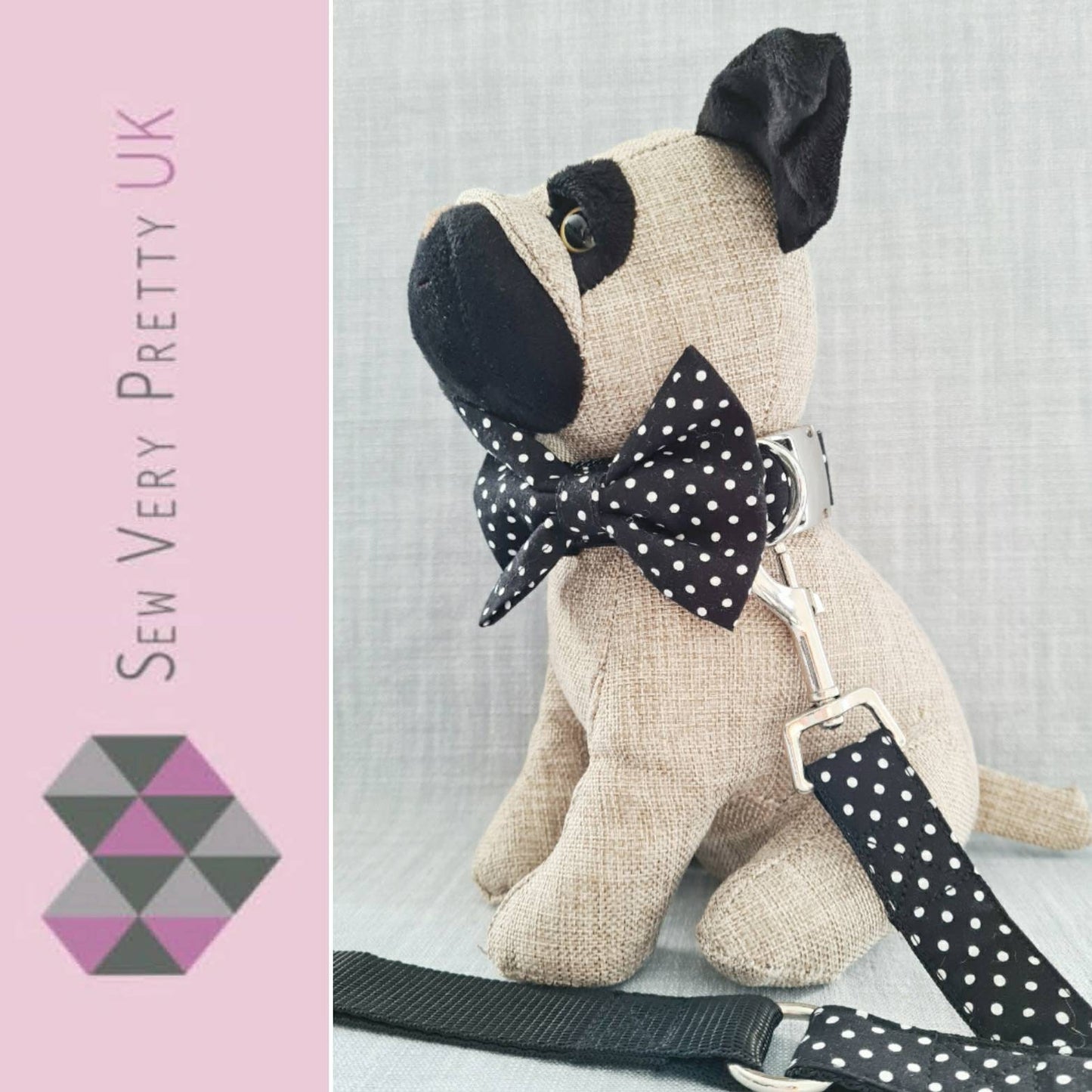Black and white polka dot dog collar