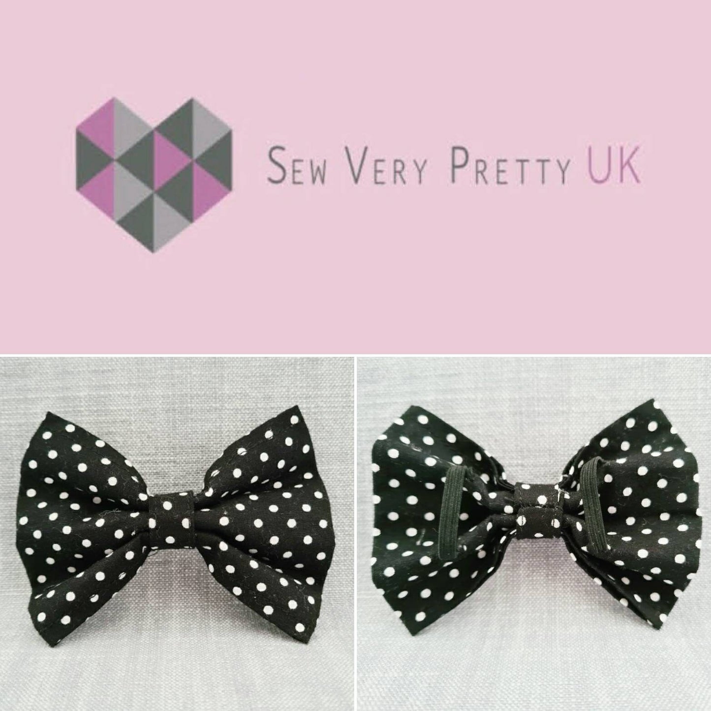 Black and white polka dot bow tie