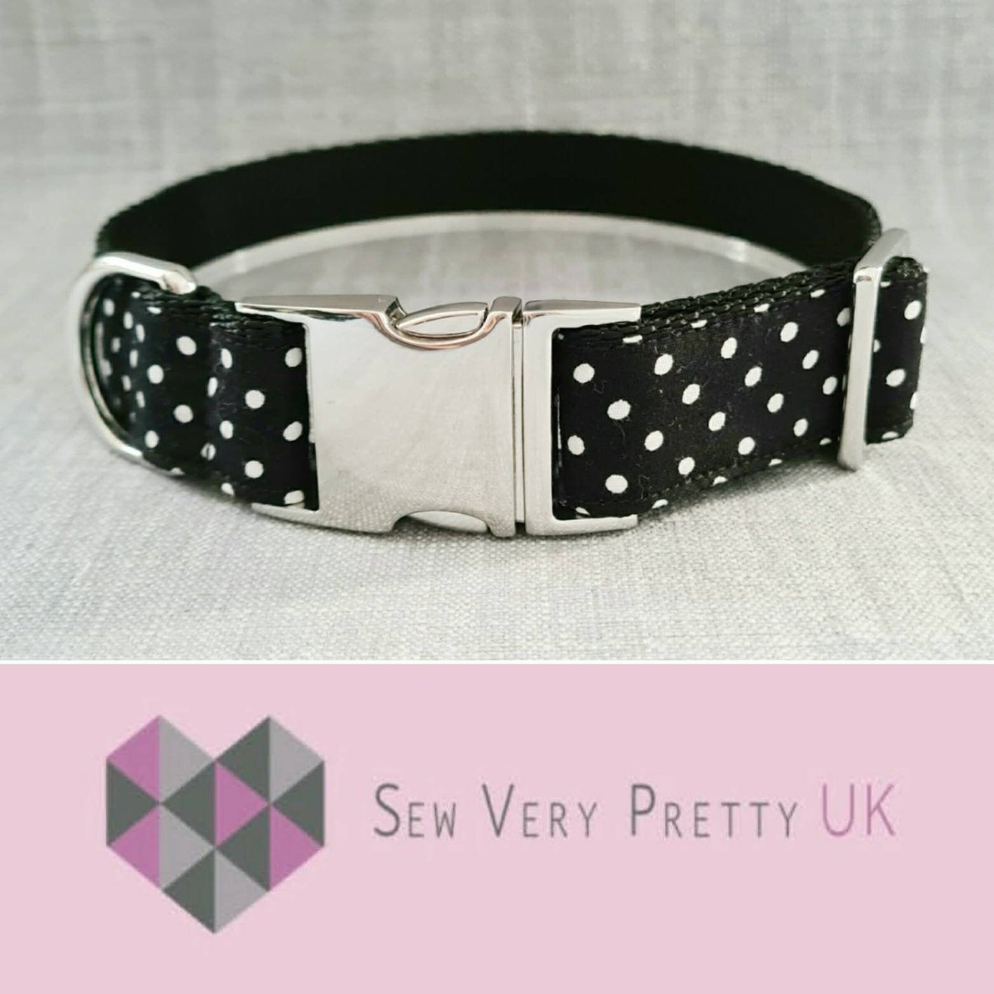 Black and white polka dot dog collar