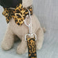 Leopard print collar, lead and bow set