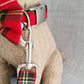 Red tartan collar, lead and bow set