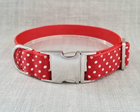 Red polka dot dog collar