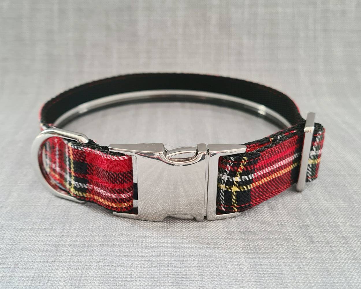 Red tartan dog collar