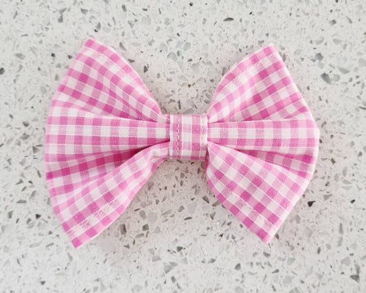 Pink gingham bow tie