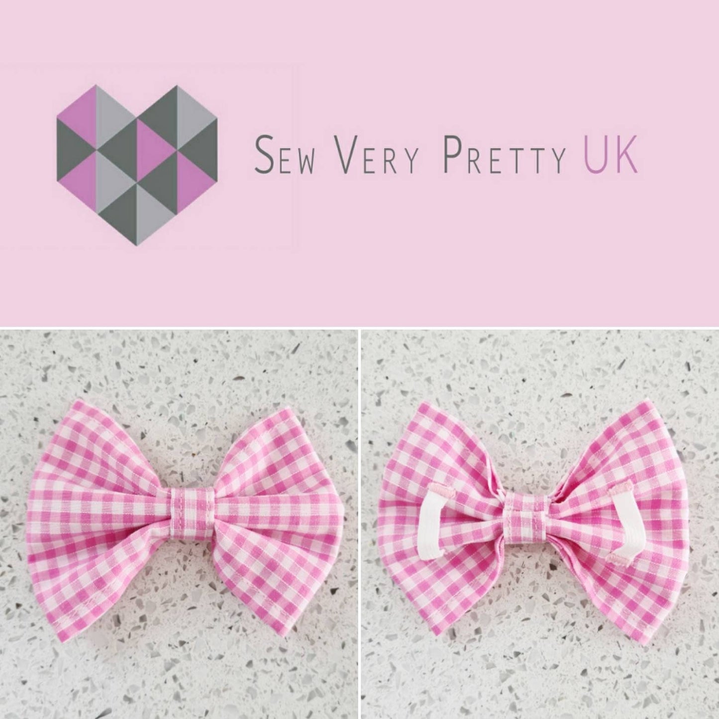 Pink gingham bow tie