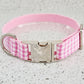 Pink gingham dog collar