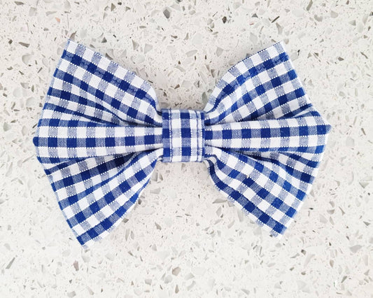 Blue gingham bow tie