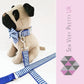 Blue gingham collar, lead and bow set
