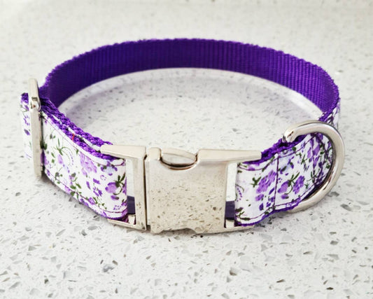 Purple floral dog collar