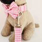 Pink gingham collar, lead and bow set