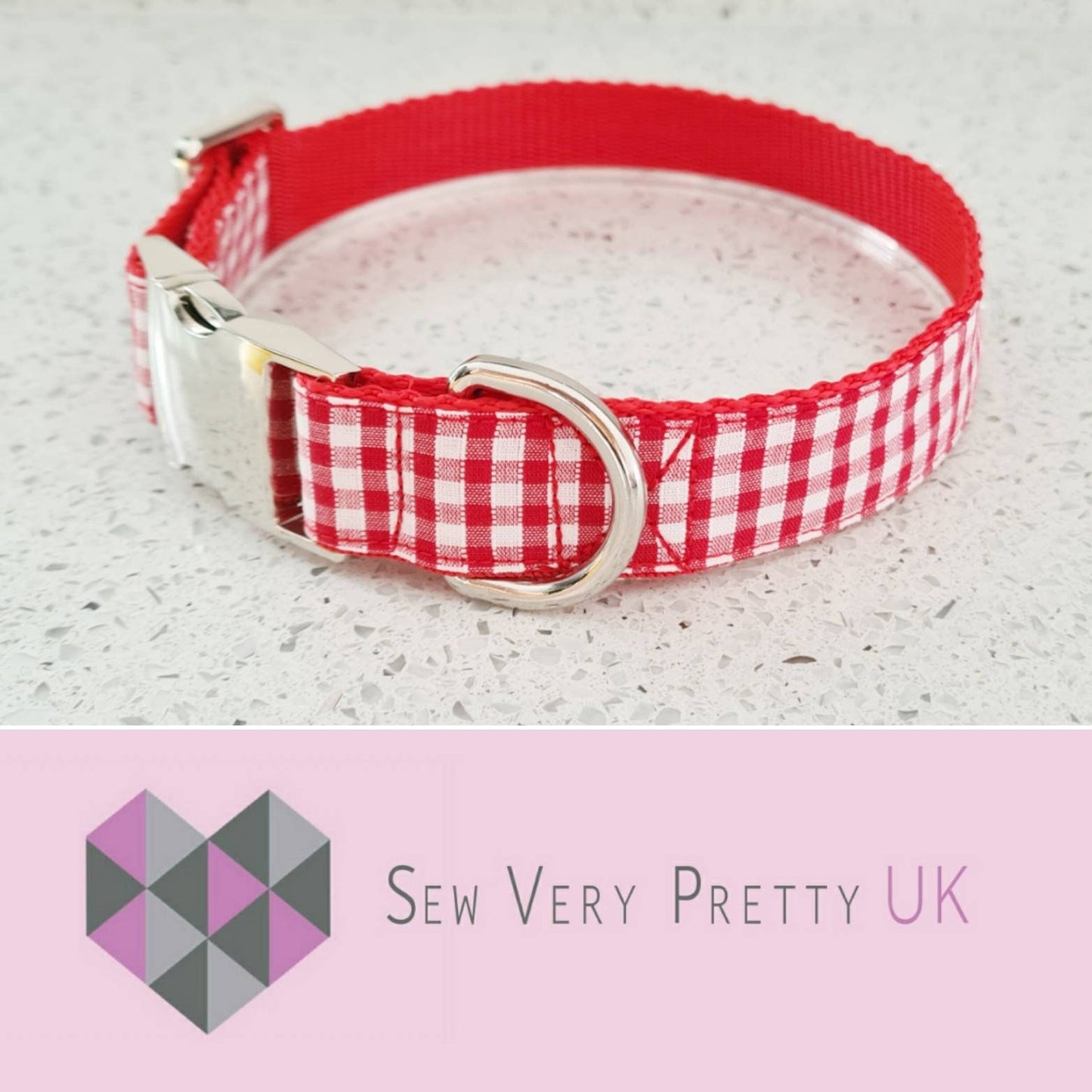 Red gingham dog collar