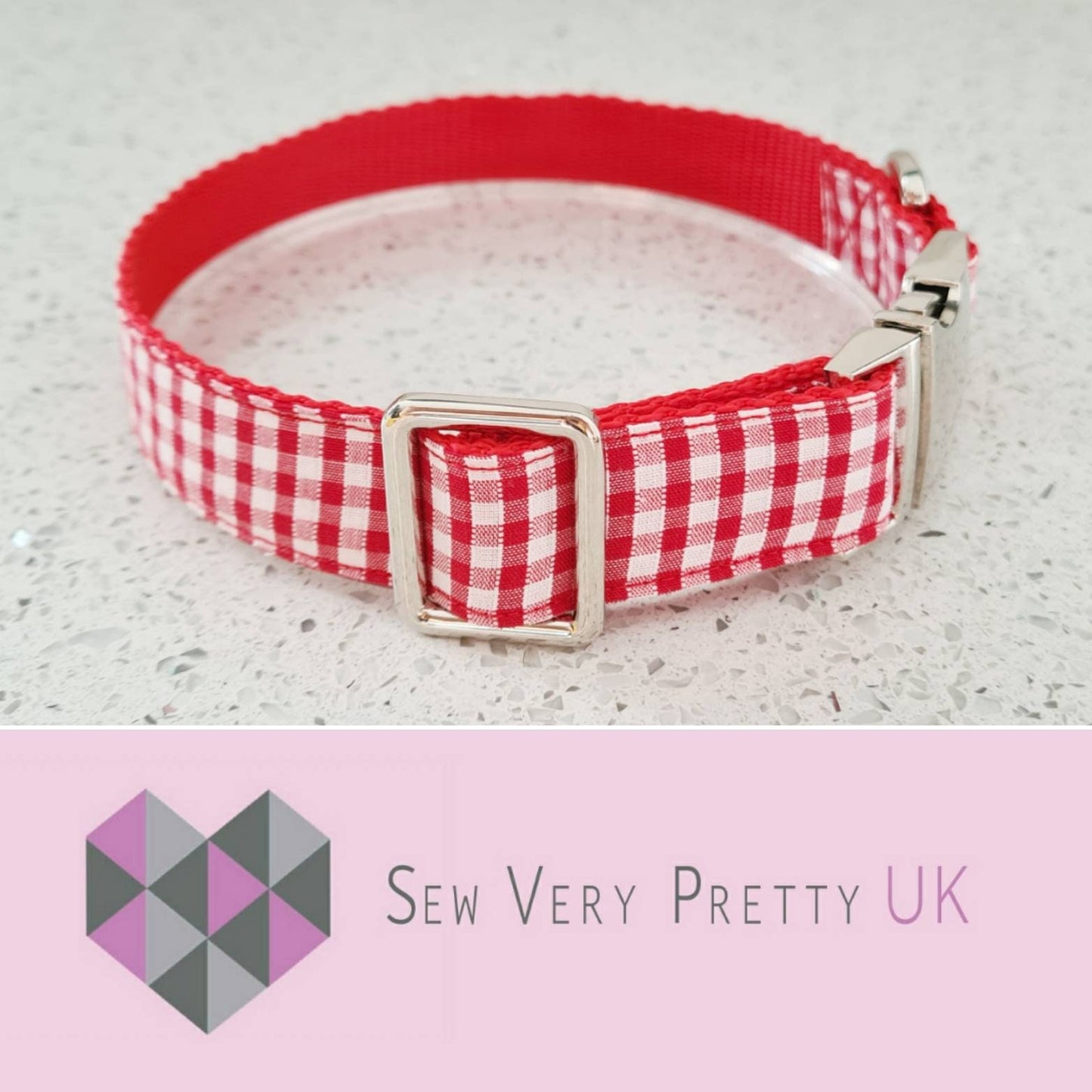 Red gingham dog collar