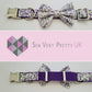 Purple floral collar, lead and bow set