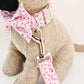 Pink floral collar, lead and bow set