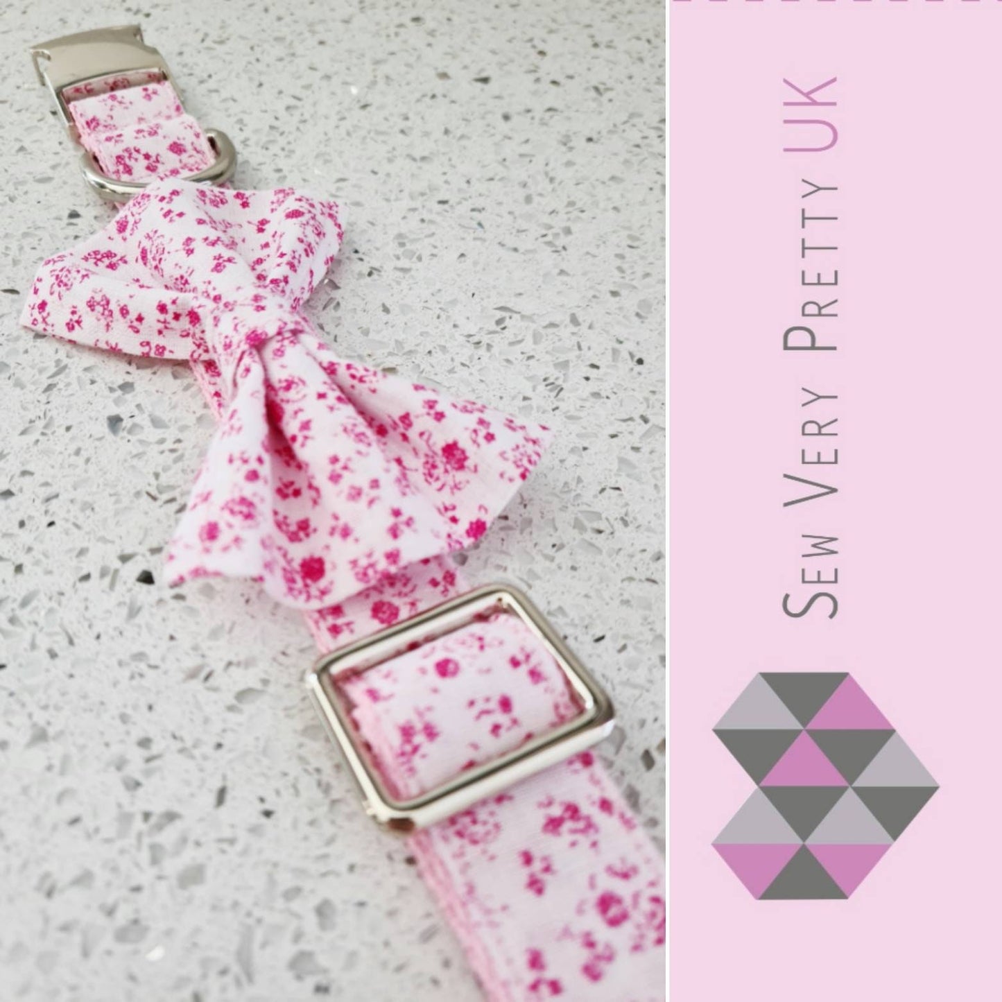 Pink floral dog collar