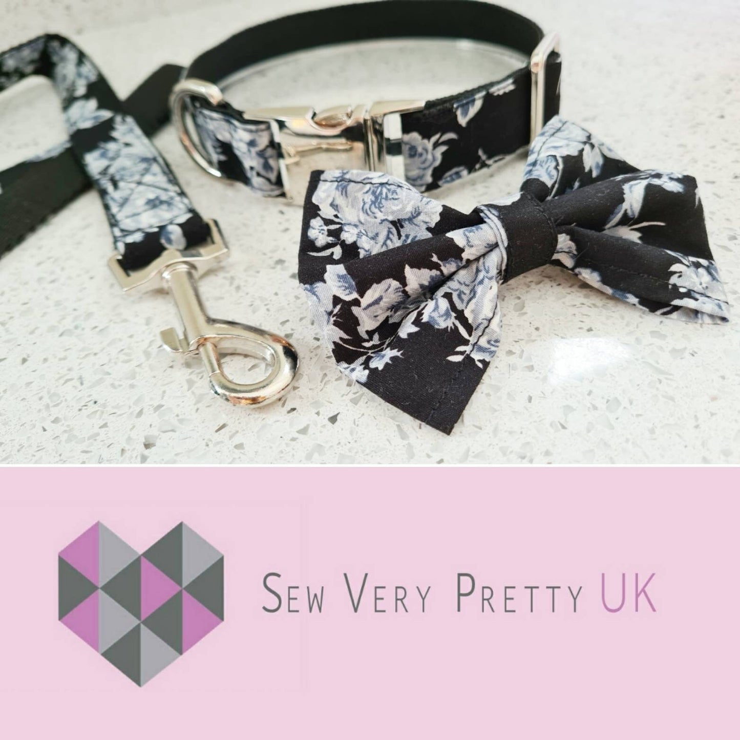 Rose collar, lead and bow set