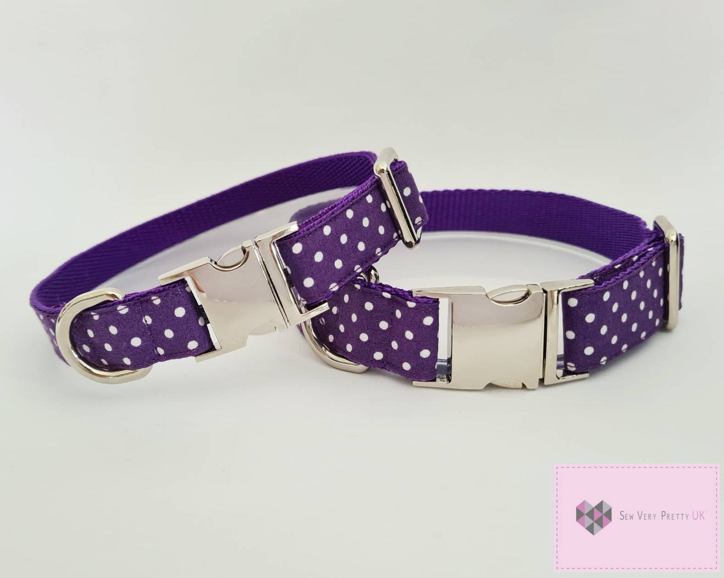 Purple polka dot dog collar