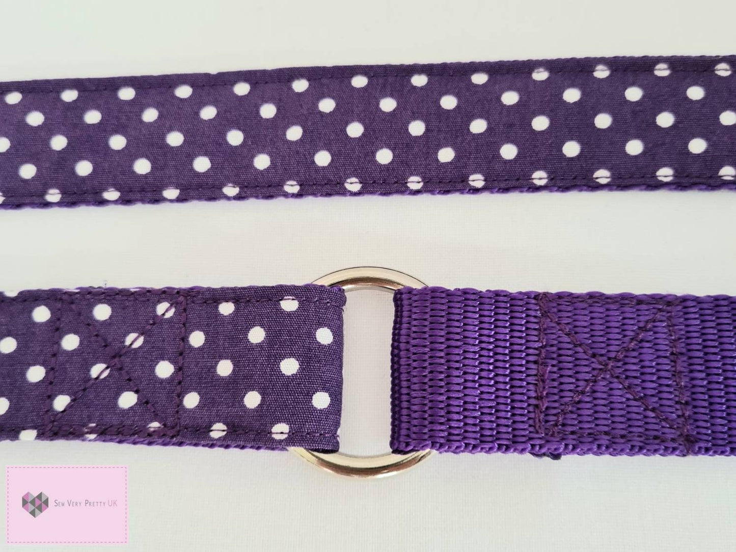 Purple polka dot dog lead