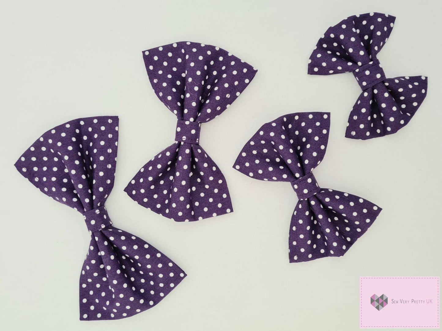 Purple polka dot bow tie