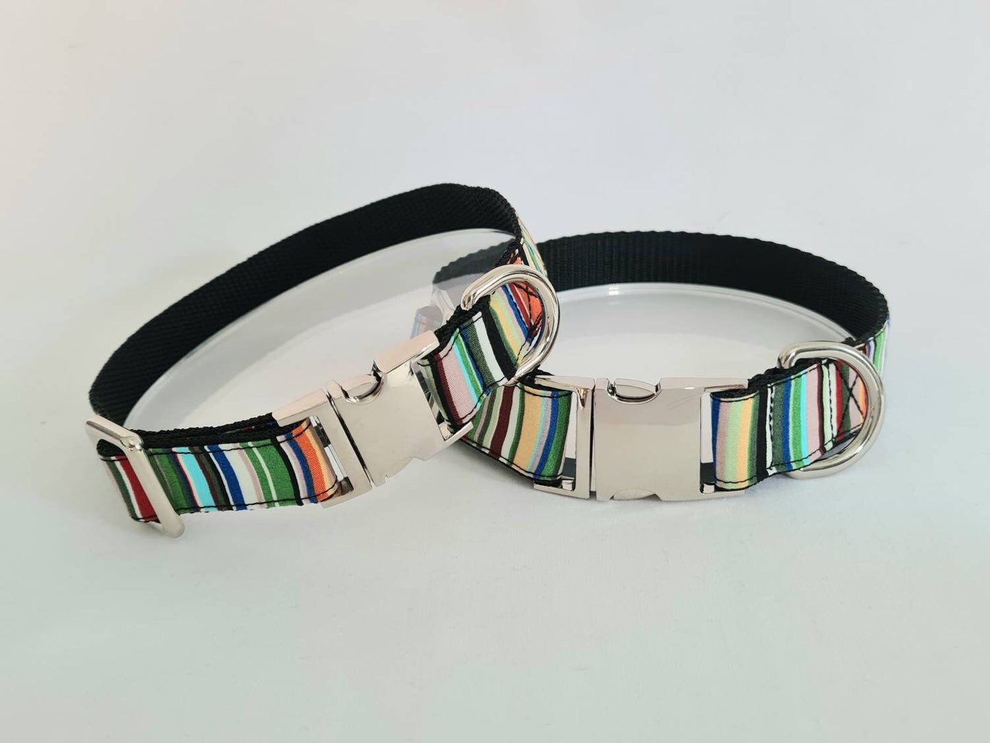 Green stripe dog collar