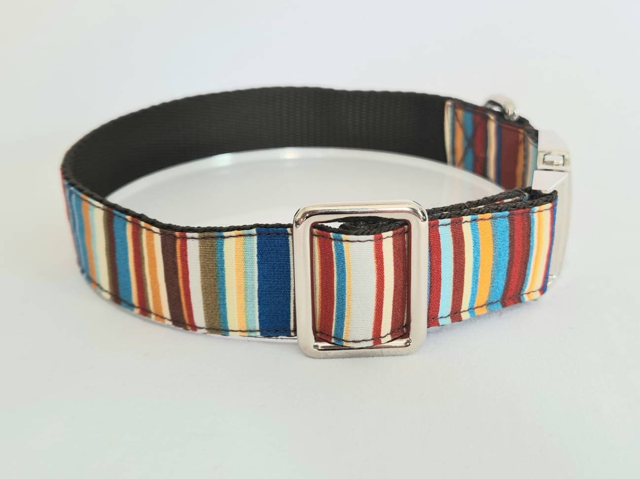 Blue stripe dog collar