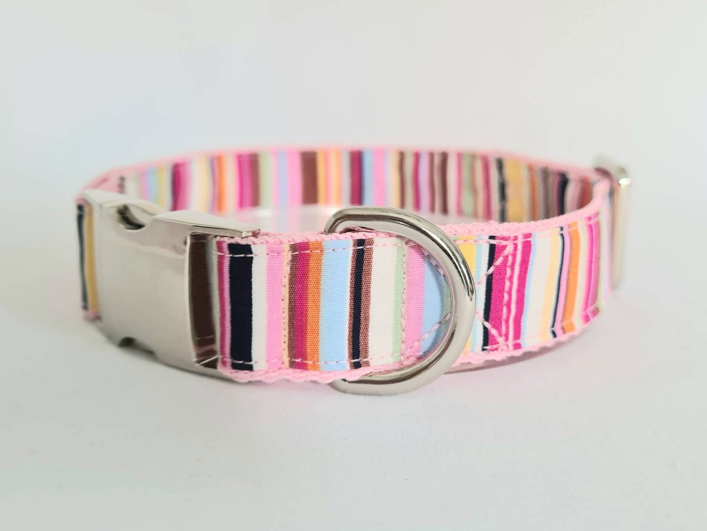 Pink stripe dog collar