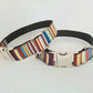 Blue stripe collar, lead and bow set