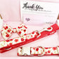 Red floral collar, lead and bow set