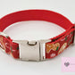 Red gingerbread/heart Christmas adjustable dog collar
