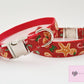 Red gingerbread/heart Christmas adjustable dog collar