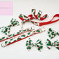 Christmas holly red/green dog collar, lead and dickie bow set, dog gifts