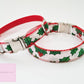 Christmas holly red/green dog collar, lead and dickie bow set, dog gifts