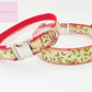 Christmas traditional holly adjustable dog collar