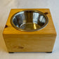 Wooden dog pet bowl stand small single, raised.