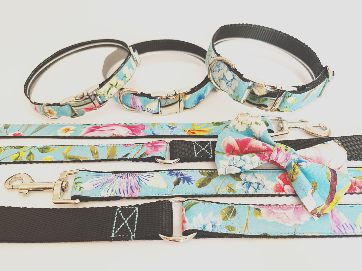 Wild Flowers Collar, Lead & Bow Set