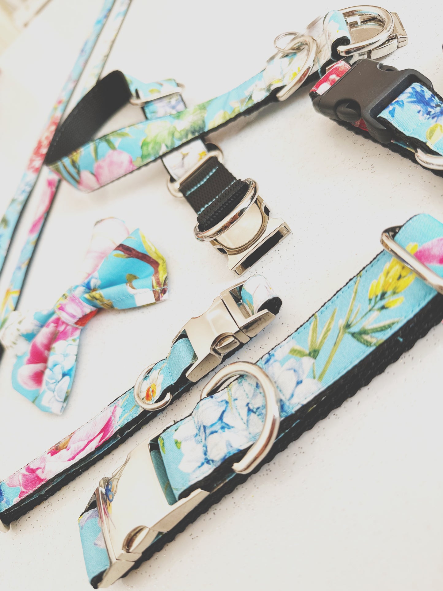 Wild Flowers Collar, Lead & Bow Set